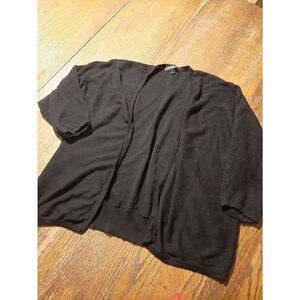 14/16 Lane Bryant Black 3/4 Sleeve Knit Sweater  Cardigan Open Front Over Shirt